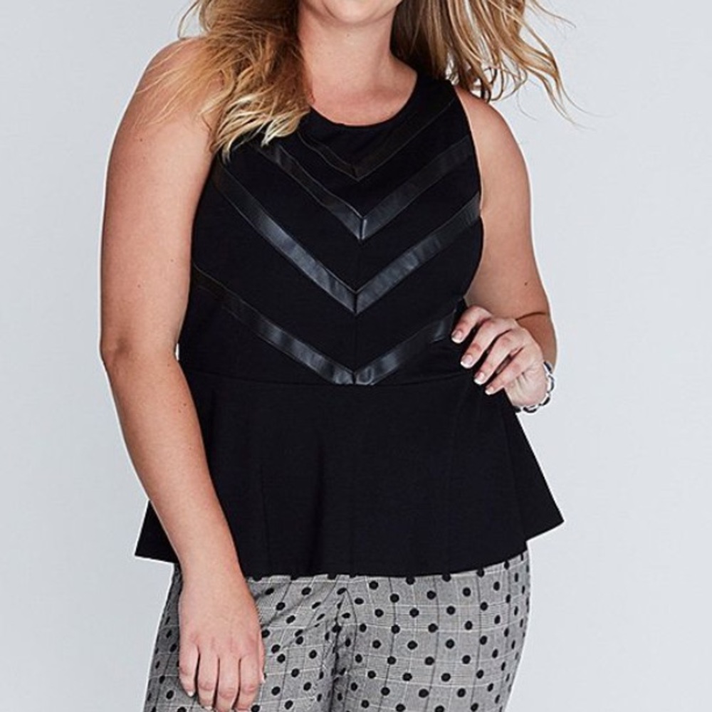 Lane Bryant Faux Leather Seamed Peplum Top